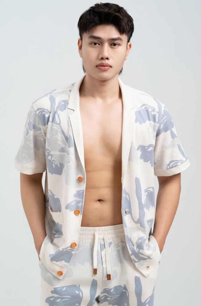 Áo sơ mi nam đi biển Pin Parasol tay ngắn