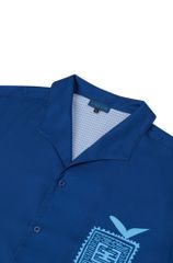 Áo sơ mi nam đi biển Blue Stamp màu xanh navy