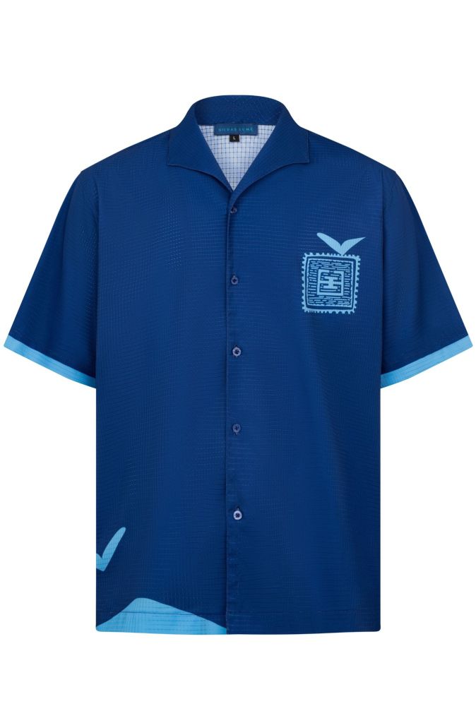 Áo sơ mi nam đi biển Blue Stamp màu xanh navy