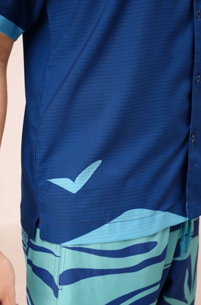 Áo sơ mi nam đi biển Blue Stamp màu xanh navy