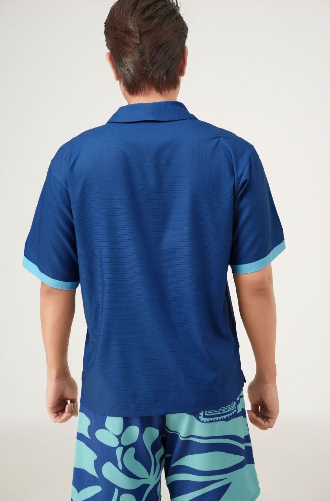 Áo sơ mi nam đi biển Blue Stamp màu xanh navy
