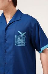 Áo sơ mi nam đi biển Blue Stamp màu xanh navy