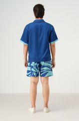 Áo sơ mi nam đi biển Blue Stamp màu xanh navy