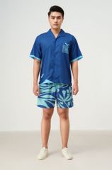 Áo sơ mi nam đi biển Blue Stamp màu xanh navy