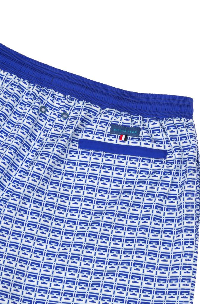 Quần bơi nam Monogram màu xanh hồ bơi