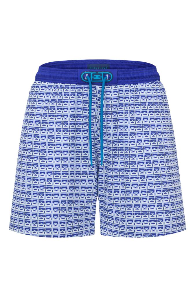 Quần bơi nam Monogram màu xanh hồ bơi