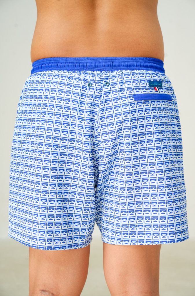 Quần bơi nam Monogram màu xanh hồ bơi