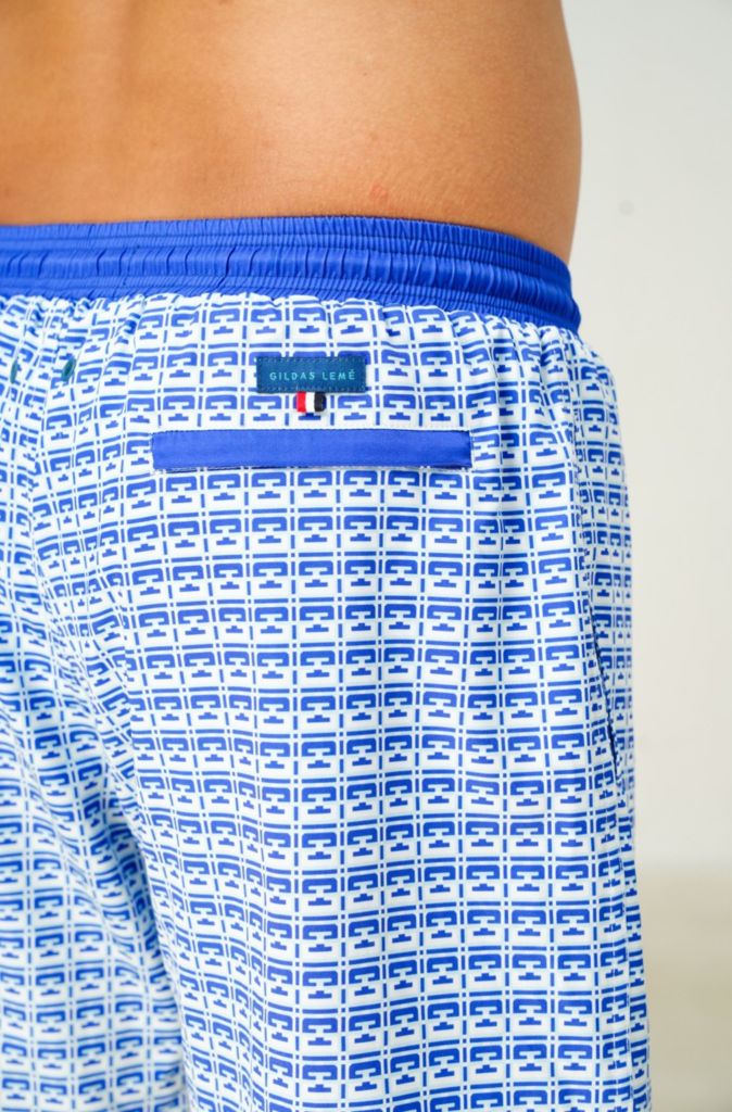 Quần bơi nam Monogram màu xanh hồ bơi