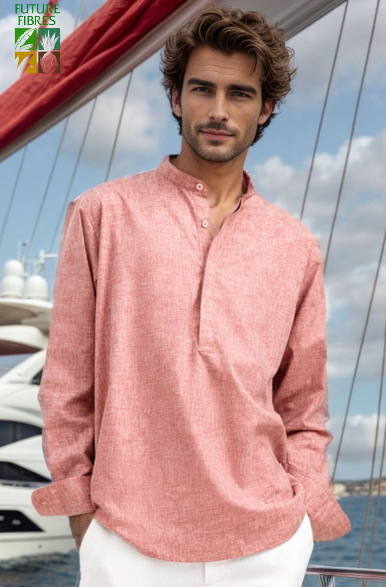 Áo sơ mi nam Tết dài tay cổ tàu Linen