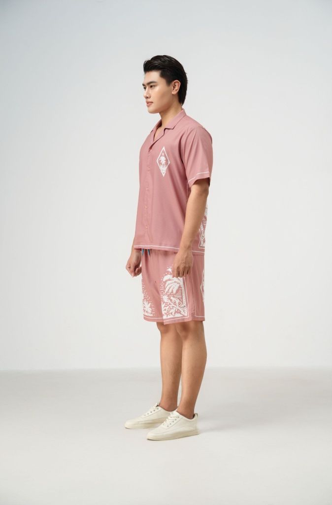 Set đồ đi biển nam Pink Paradise màu hồng