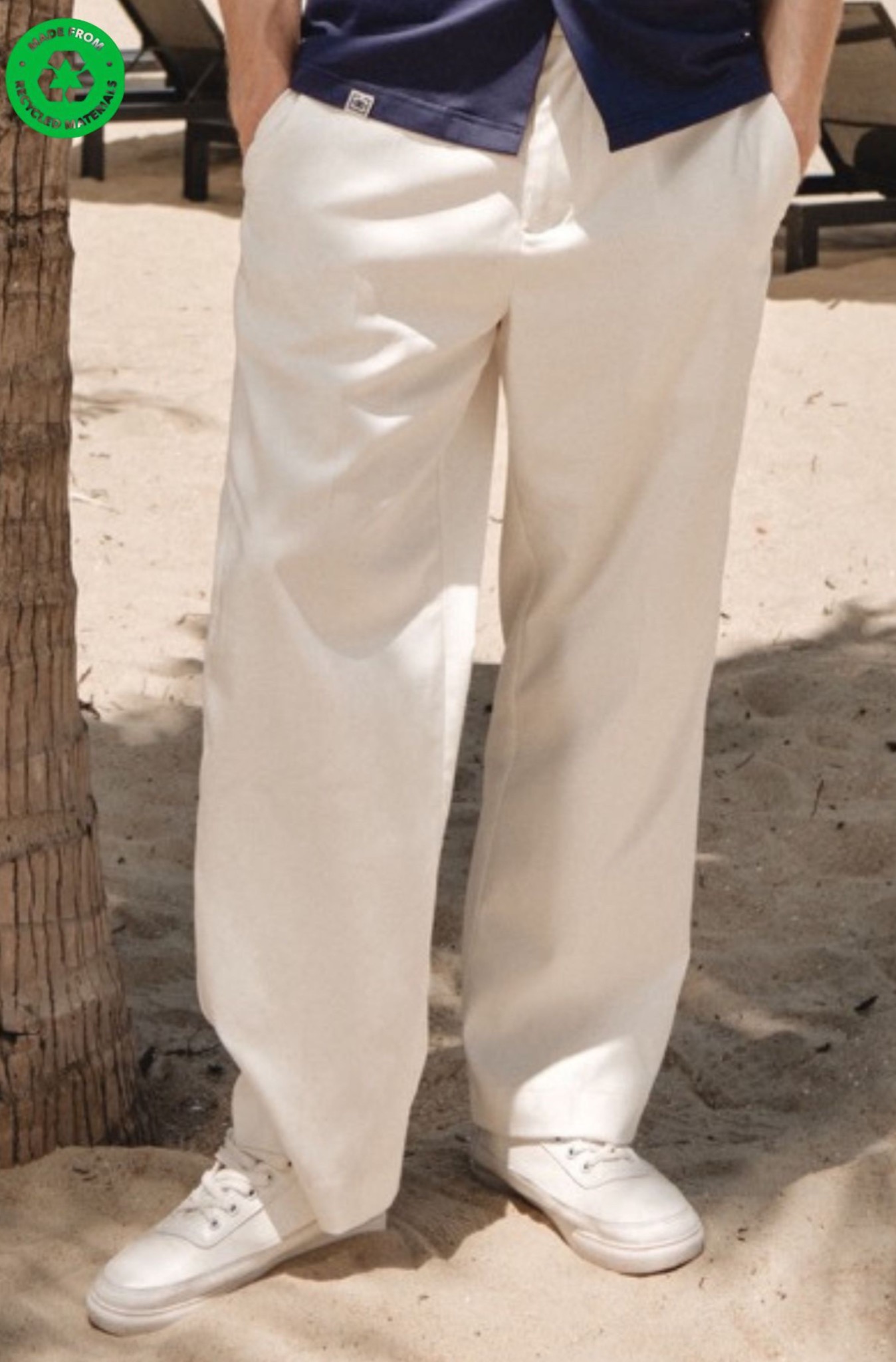Quần dài nam tái chế Liseron Blanc dáng Loose