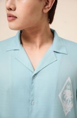 Áo sơ mi nam đi biển Pink Paradise màu xanh ngọc