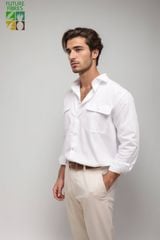 Áo Sơ Mi Nam Linen Có Túi Safari