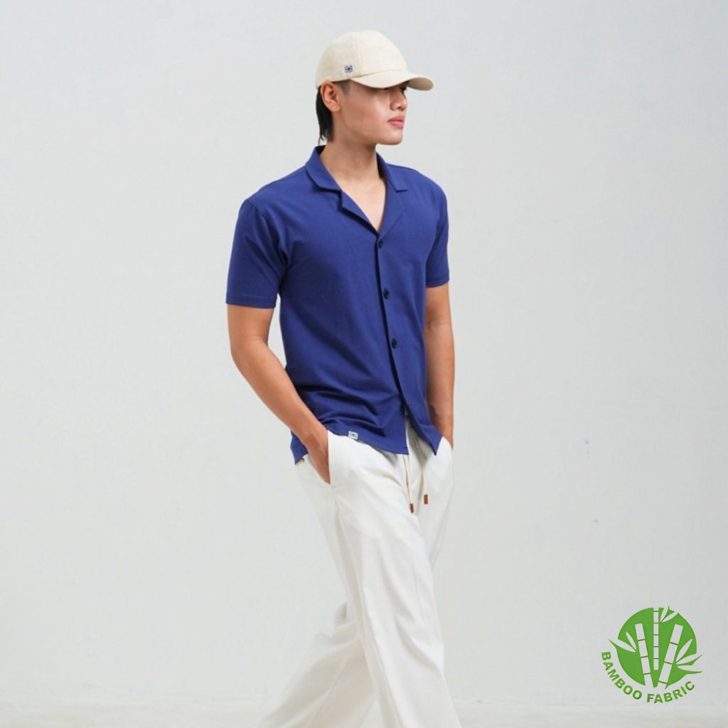 Áo Sơ Mi Cuban Nam Bamboo Tay Ngắn Form Regular