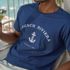Áo Thun Cotton Nam Có Chữ French Riviera Form Regular