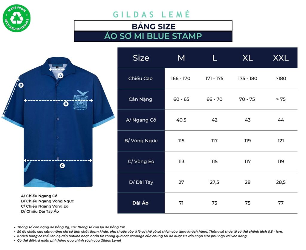 Áo Sơ Mi Nam Đi Biển Blue Stamp Xanh Navy