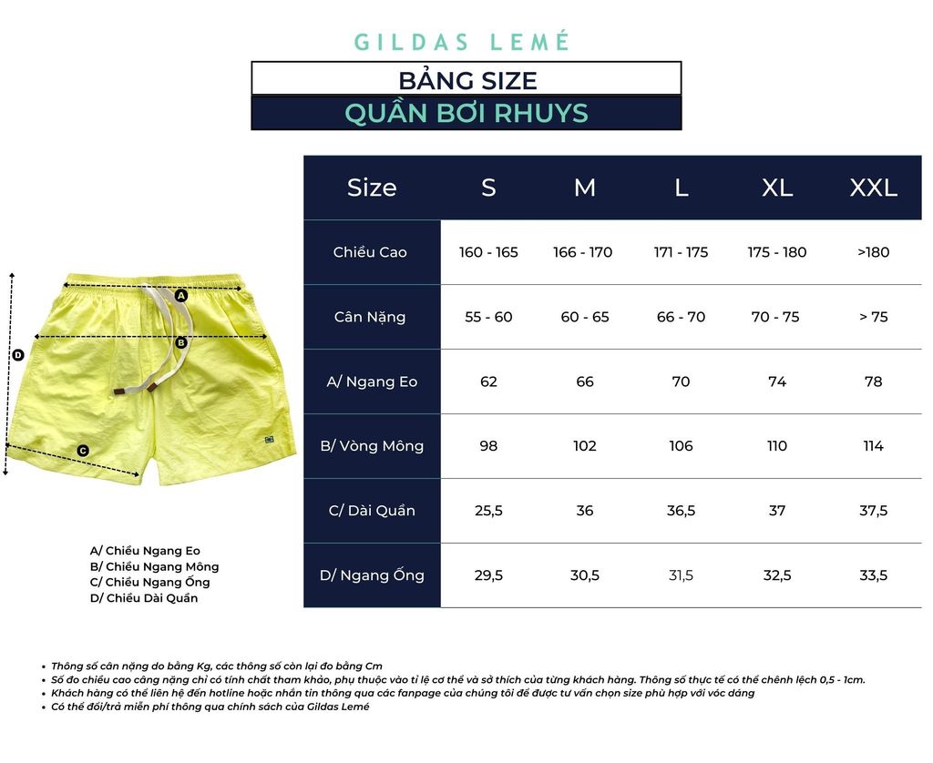 Quần Bơi Polyester Nam Trượt Nước Rhuys Bright Yellow Form Regular