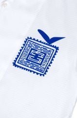 Áo Sơ Mi Nam Đi Biển Blue Stamp Trắng