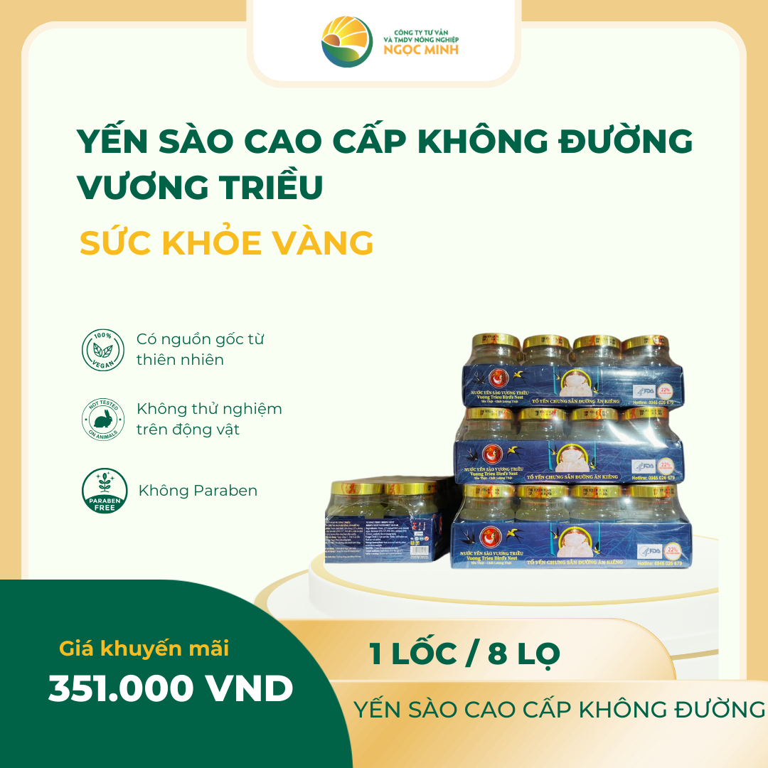  Yến sào cao cấp Vương Triều Không Đường 22% (lốc 8 lọ) 