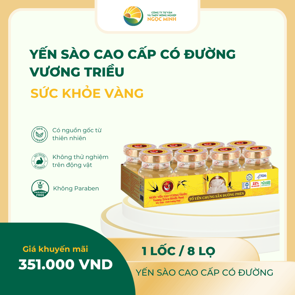  Yến sào cao cấp Vương Triều Có Đường 22% (lốc 8 lọ) 