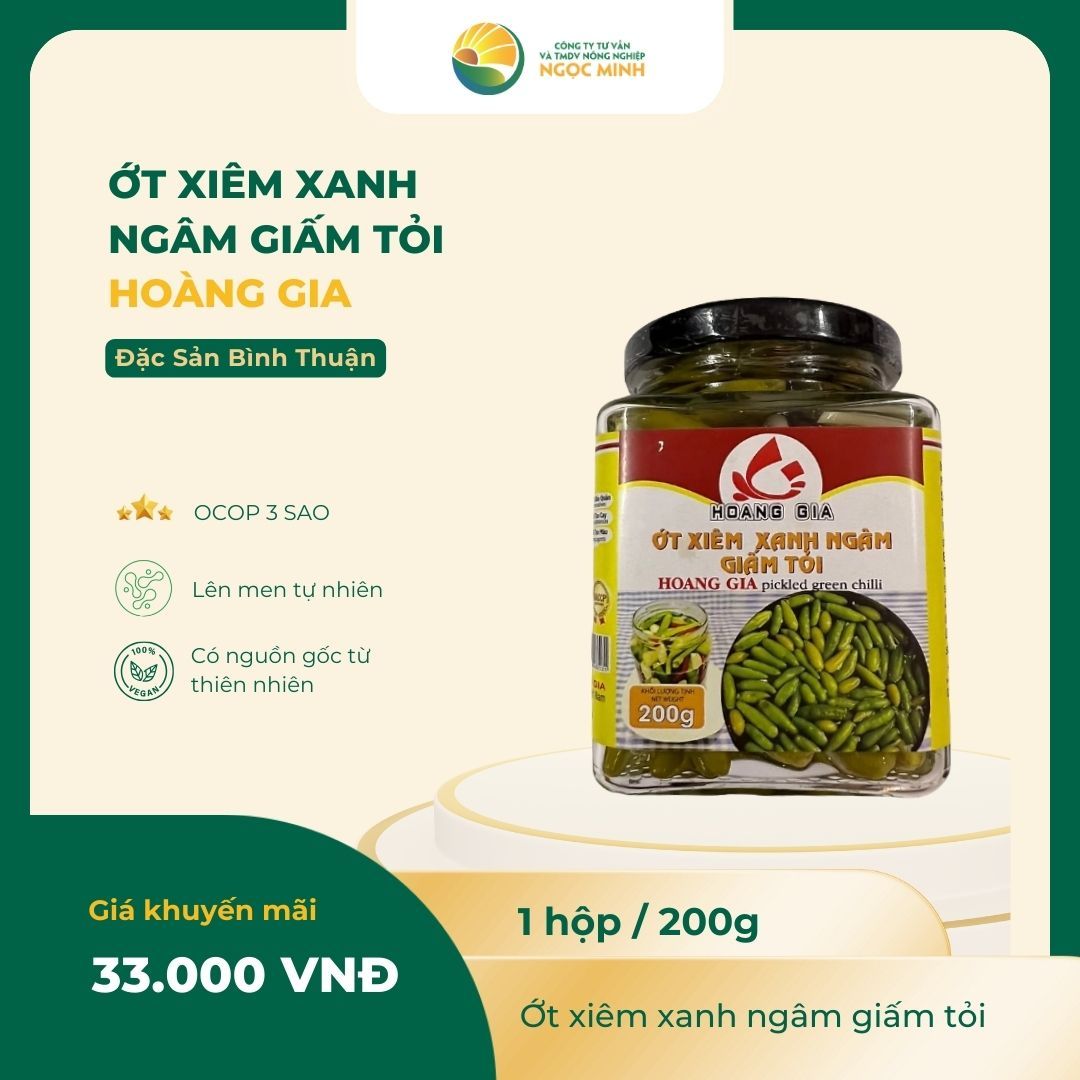  Ớt xiêm xanh ngâm giấm tỏi Hoàng Gia 200g 