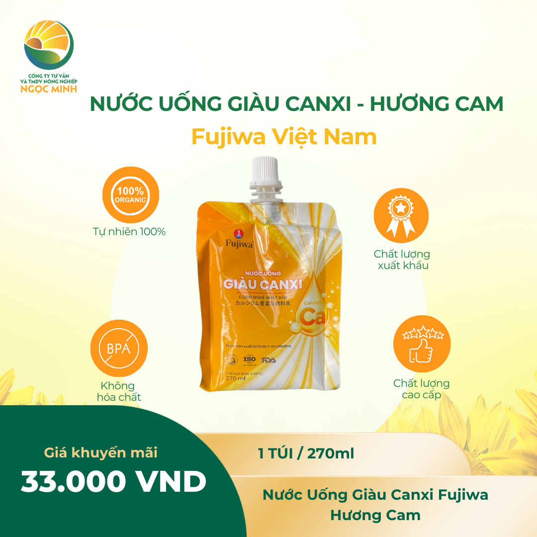  Nước uống Giàu Canxi Fujiwa Hương Cam 270ml 