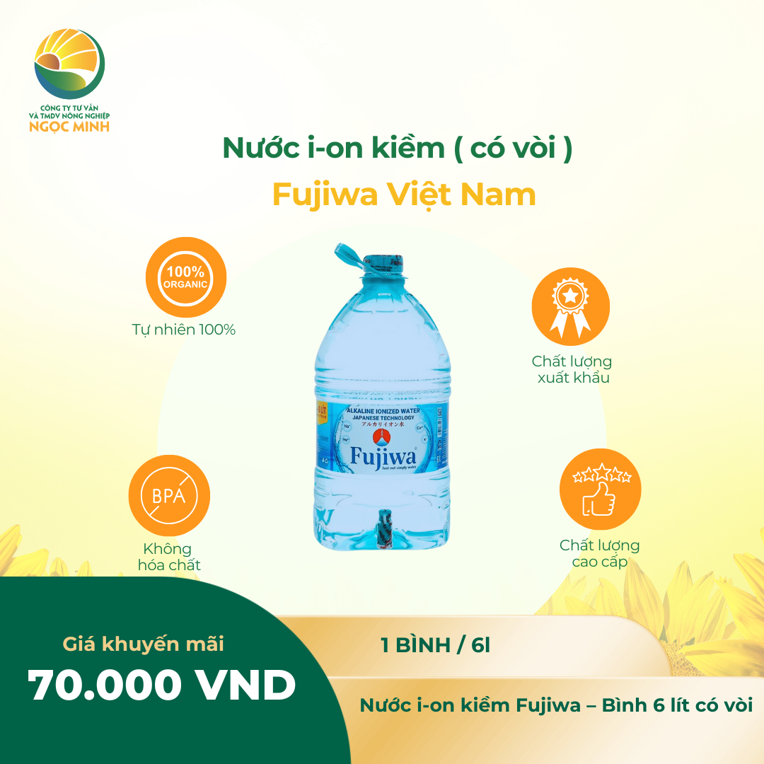  Nước i-on kiềm Fujiwa bình 6 Lít 