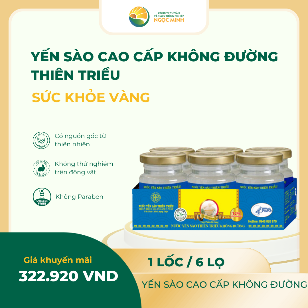  Yến sào cao cấp Thiên Triều Không Đường 12% (lốc 6 lọ) 