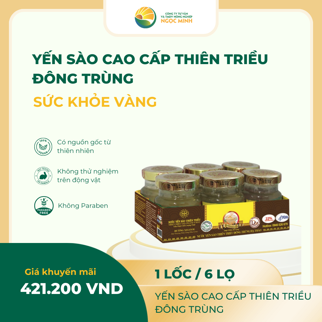  Yến sào cao cấp Thiên Triều Đông trùng (lốc 6 lọ) 22% 