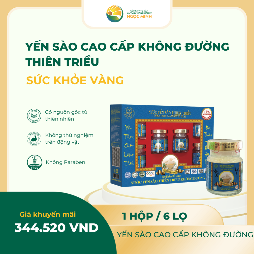  Yến sào cao cấp Thiên Triều Không Đường 12% (hộp 6 lọ) 