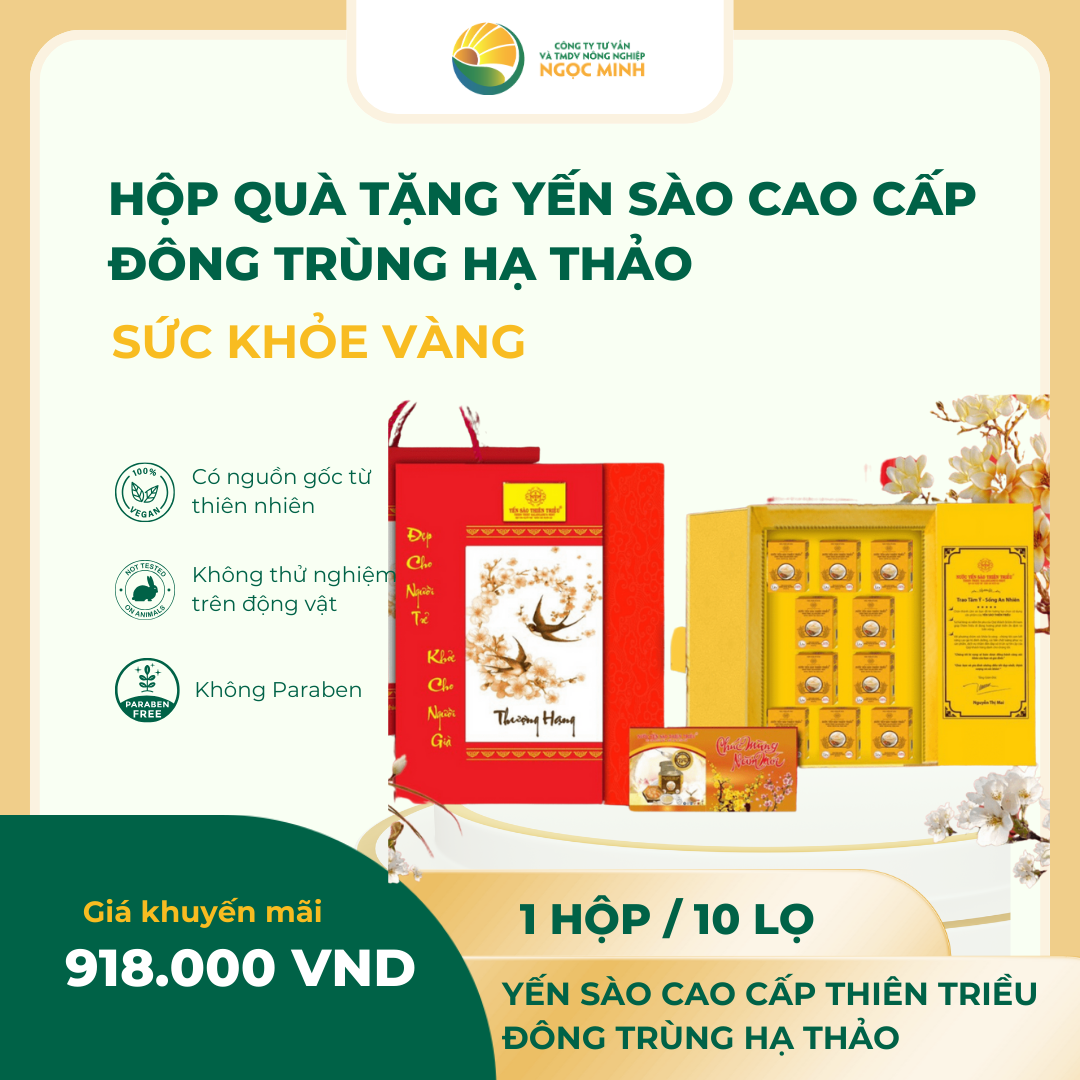  Hộp quà tặng Yến sào cao cấp Đông trùng ( hộp 10 lọ) 22% 