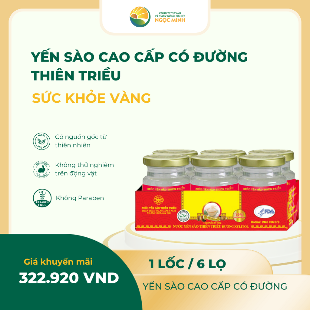  Yến sào cao cấp Thiên Triều Đường Xylitot 12% (lốc 6 lọ) 