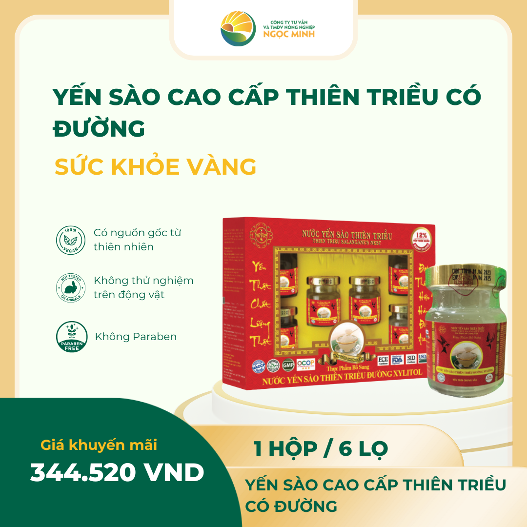  Yến sào cao cấp Thiên Triều Đường Xylitot 12% (hộp 6 lọ) 