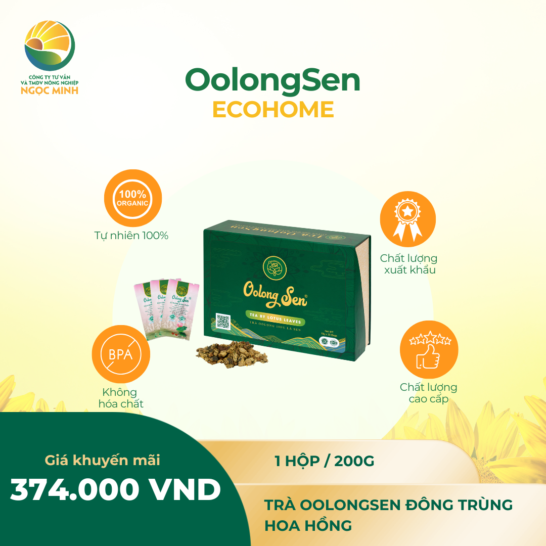  Trà OolongSen - Đông trùng Hoa hồng (hộp 200g) 