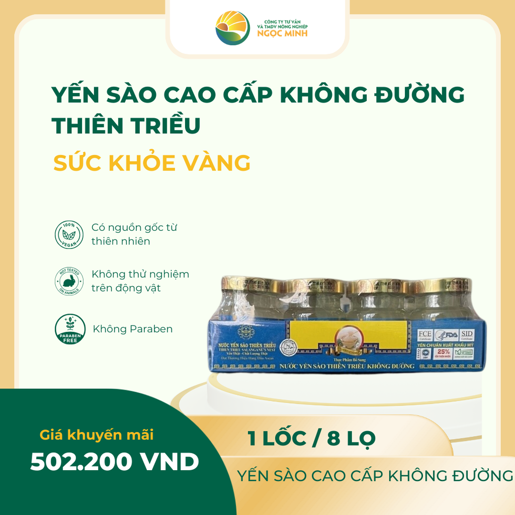 Yến sào cao cấp Thiên Triều Không Đường 25% (lốc 8 lọ) 