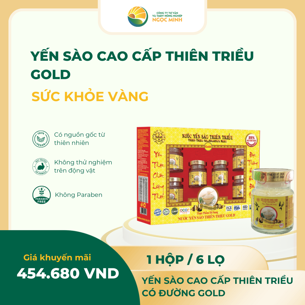  Yến sào cao cấp Thiên Triều Gold 25% (hộp 6 lọ) 