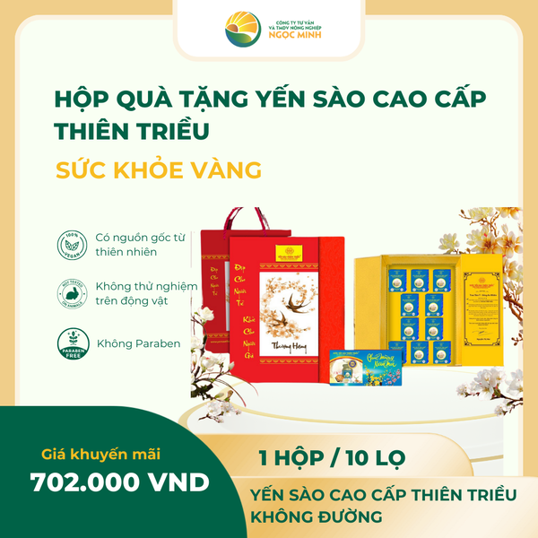  Hộp quà tặng Yến sào cao cấp không đường ( hộp 10 lọ) 12% 