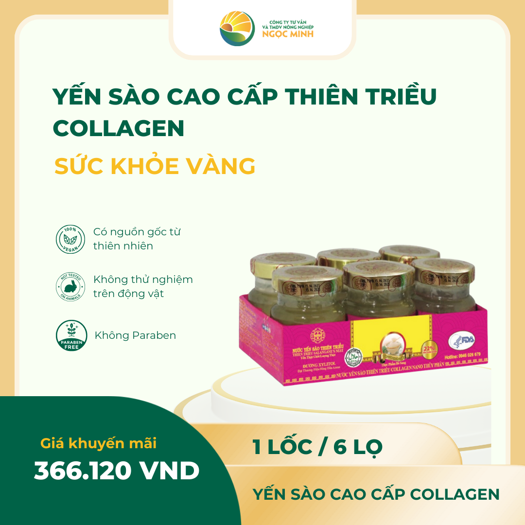 Yến sào cao cấp Thiên Triều Collagen 22% (lốc 6 lọ) 