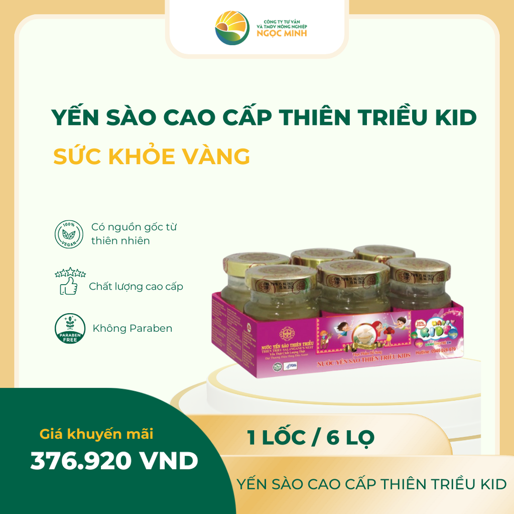  Yến sào cao cấp Thiên Triều Kids 25% ( lốc 6 lọ) 