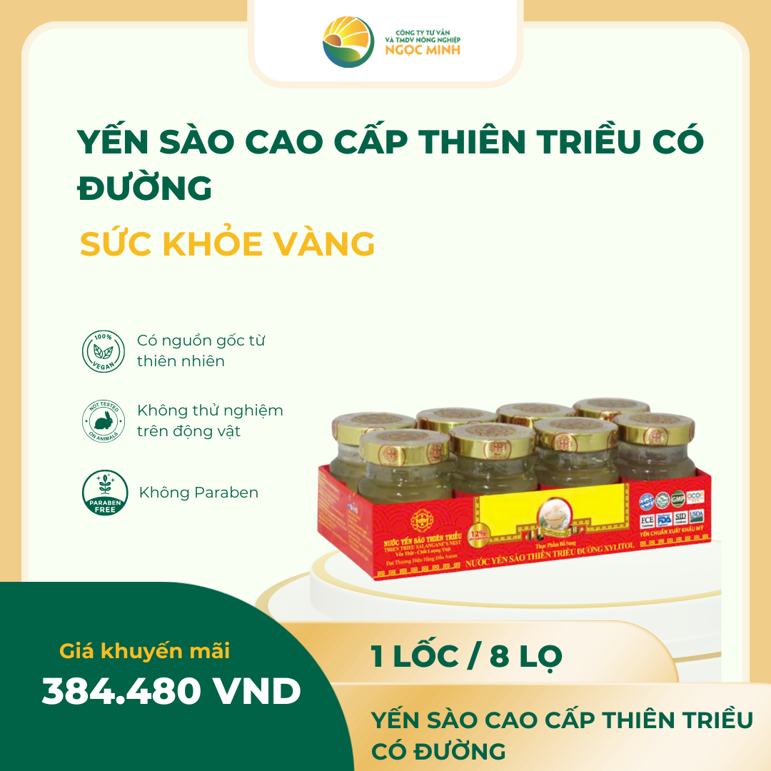  Yến sào cao cấp Thiên Triều Đường Xylitot 12% (lốc 8 lọ) 