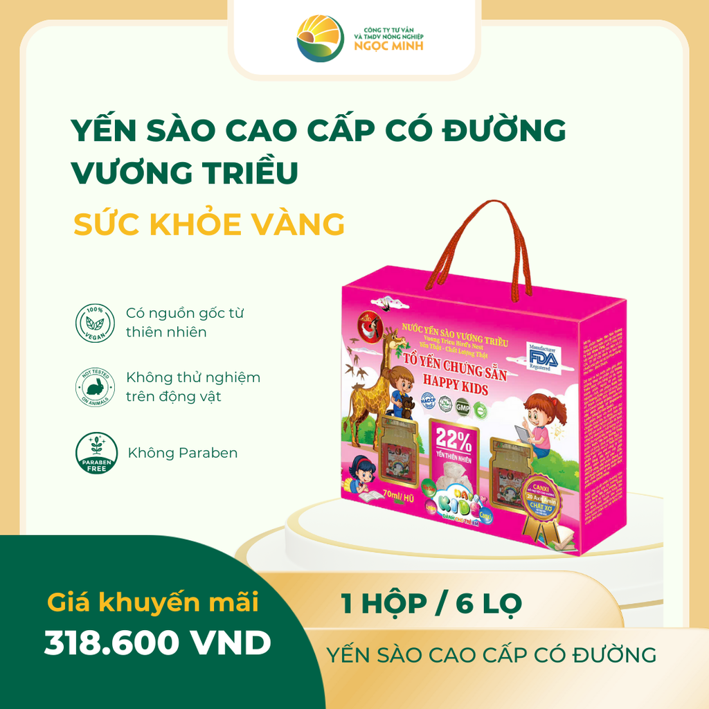 Yến sào cao cấp Vương Triều Kids 22% (hộp 6 lọ) 