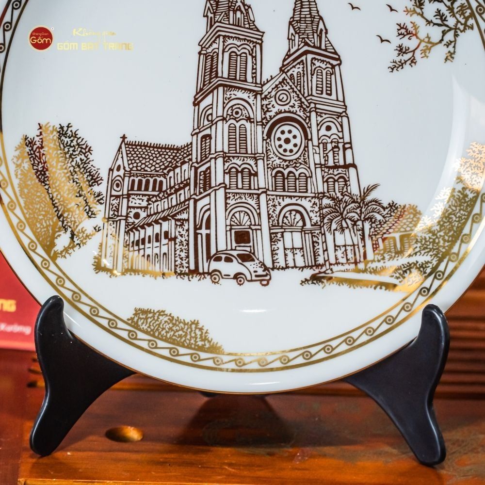 Đĩa Cảnh Trưng Bày Vẽ Vàng