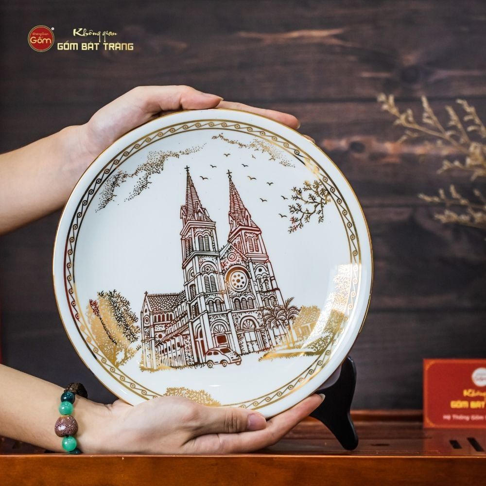 Đĩa Cảnh Trưng Bày Vẽ Vàng