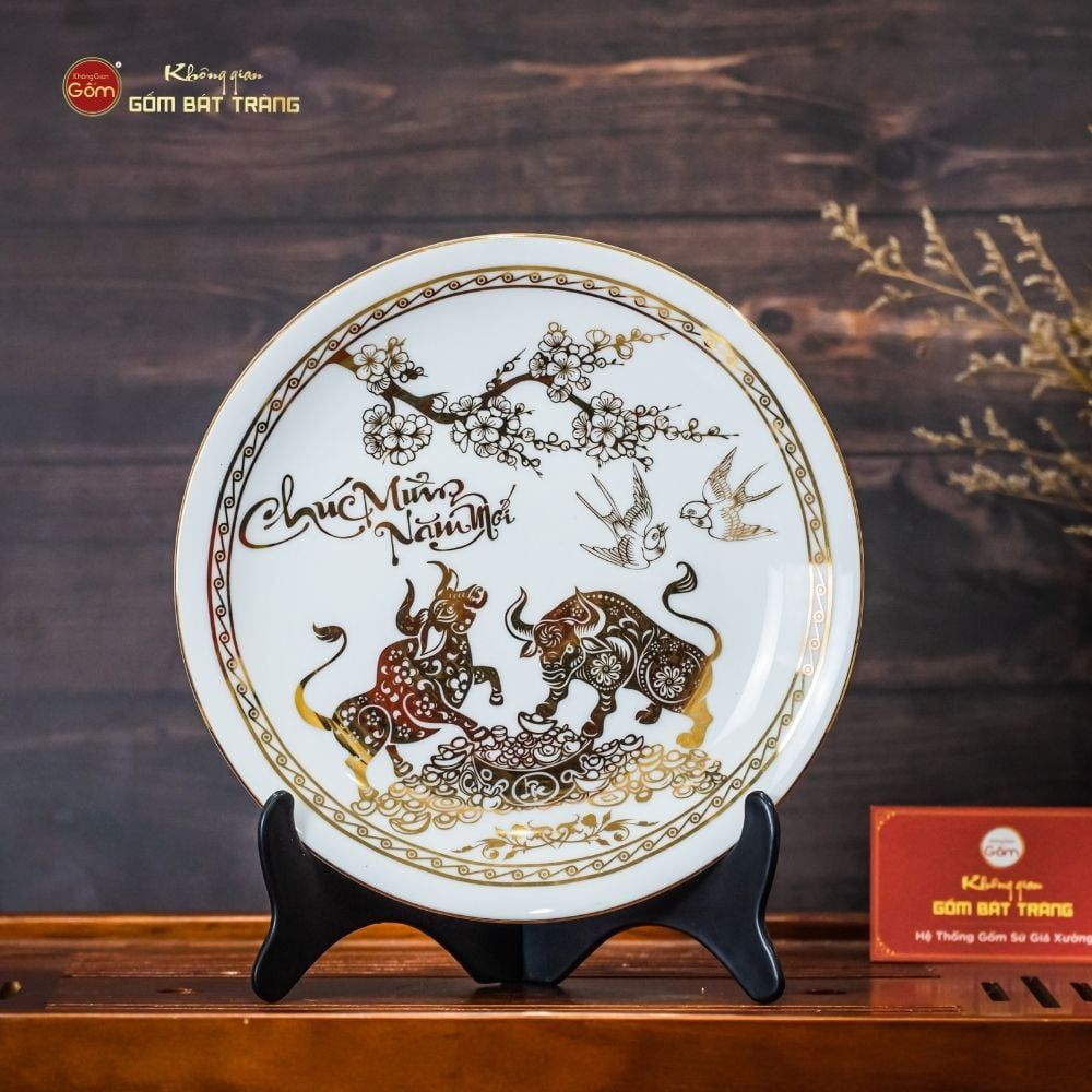 Đĩa Cảnh Trưng Bày Vẽ Vàng