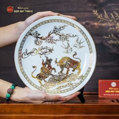 Đĩa Cảnh Trưng Bày Vẽ Vàng
