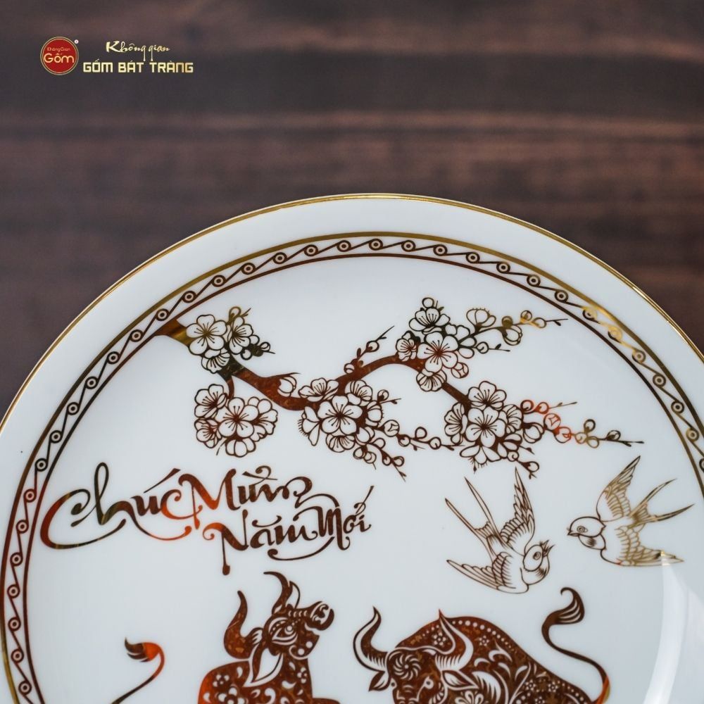 Đĩa Cảnh Trưng Bày Vẽ Vàng