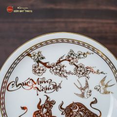 Đĩa Cảnh Trưng Bày Vẽ Vàng