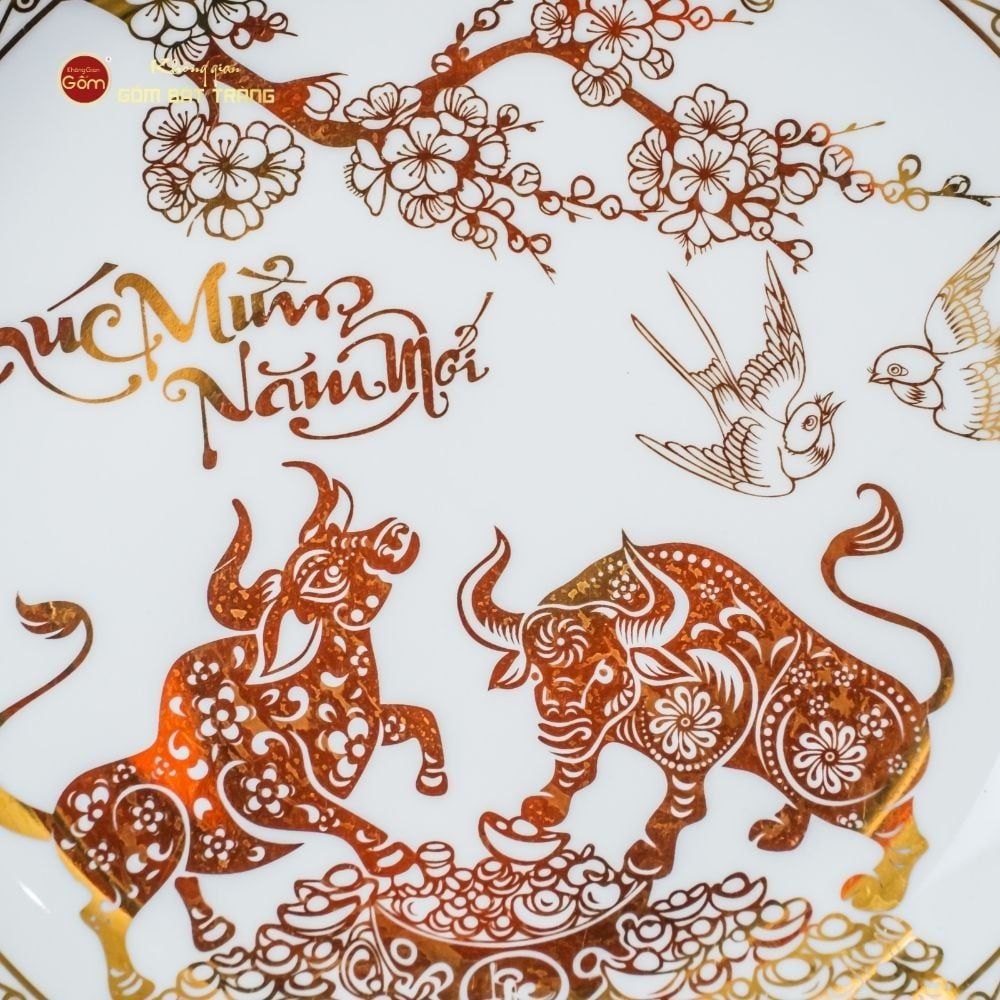 Đĩa Cảnh Trưng Bày Vẽ Vàng