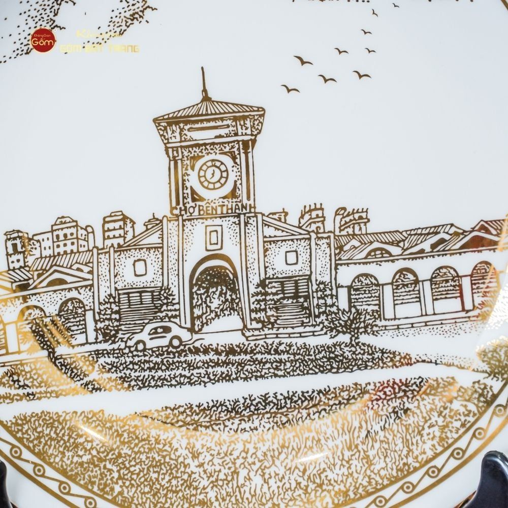 Đĩa Cảnh Trưng Bày Vẽ Vàng