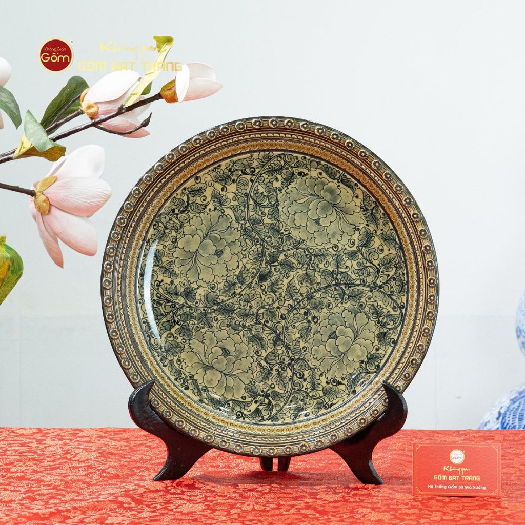 Đĩa Trưng Bày Vẽ Tứ Hoa